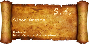 Simon Anetta névjegykártya